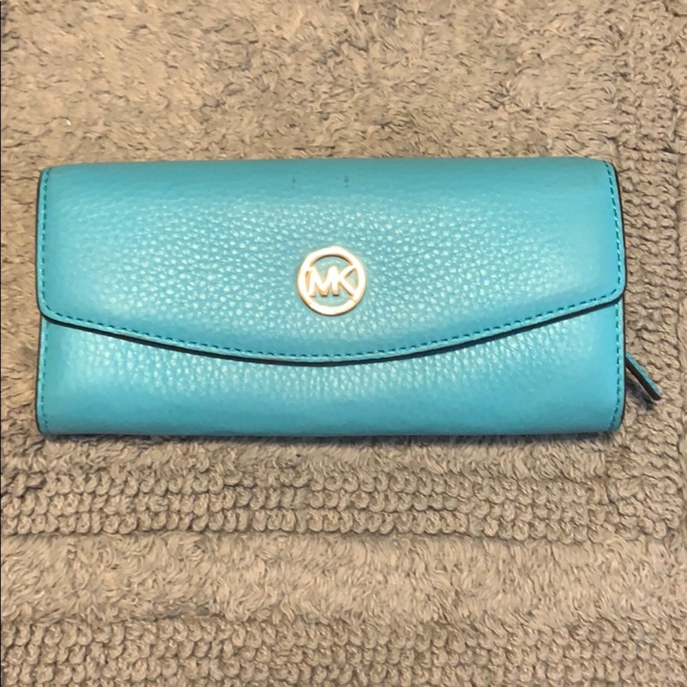MK teal Wallet.